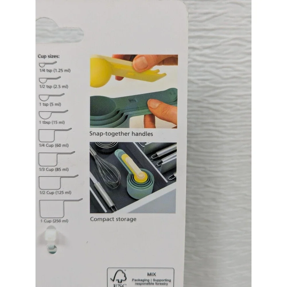 Joseph Measuring Spoon & Cup Set Kitchen 8-Pieces Multicolor Kitchen Space-Saver